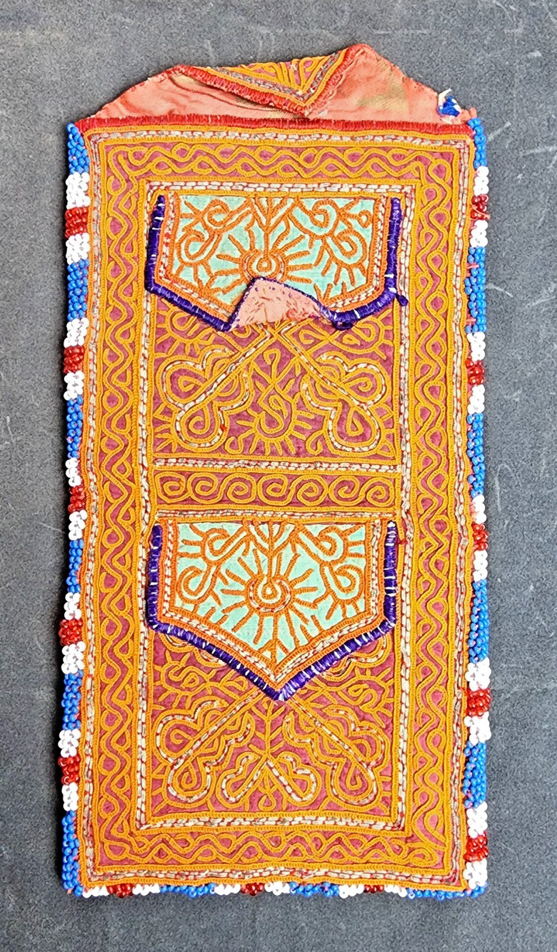 Kuchi Embroidered Pouch Wallet Afghan Handmade Beaded Purple Accent